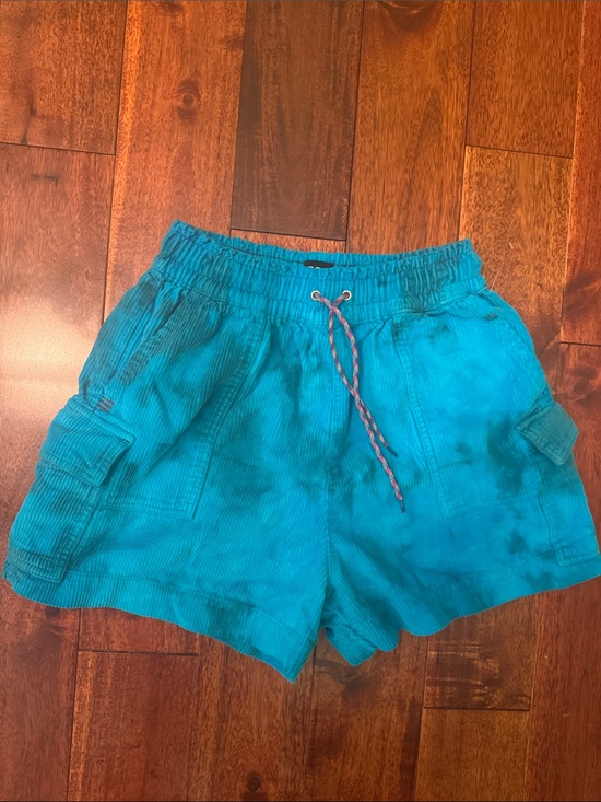 BDG Pants - BDG Turquoise Tie-Dye Cargo Corduroy  Shorts